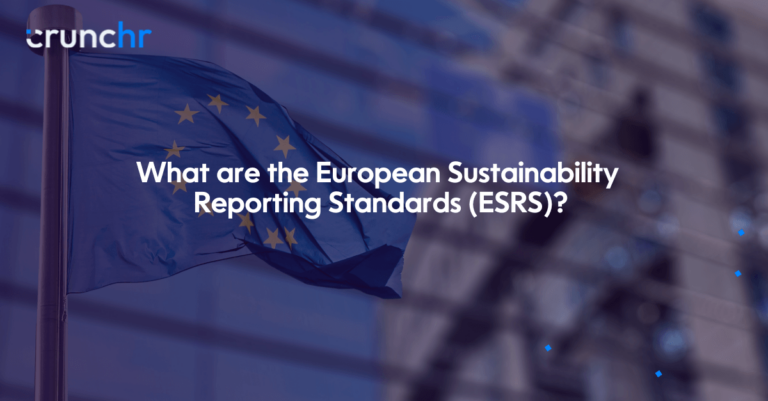 An image of the EU flag with a blog title over it that reads, ''What are the European Sustainability Reporting Standards (ESRS)?''